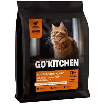 Go Kitchen сухой корм для котят и кошек всех возрастов, беззерновой, с лососем - 7,26 кг холистик беззерновые для всех возрастов с лососем для всех пород мешок Российский корм 1 уп. х 1 шт. х 7.26 кг