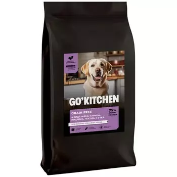 Go Kitchen сухой корм для пожилых собак всех пород, беззерновой, с курицей, индейкой, лососем и уткой - 9,98 кг холистик беззерновые для всех возрастов с индейкой для всех пород мешок Российский корм 1 уп. х 1 шт. х 9.98 кг