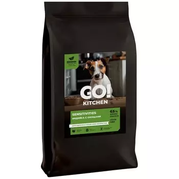 Go Kitchen сухой корм для щенков и собак всех возрастов, беззерновой, с индейкой сухой корм для чувствительного пищеварения - 9,98 кг холистик беззерновые для всех возрастов с индейкой для всех пород мешок Российский корм 1 уп. х 1 шт. х 9.98 кг