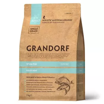 Grandorf Mini сухой корм для собак миниатюрных пород, с РЫБОЙ - 3 кг холистик для взрослых с рыбой миниатюрные породы мешок Бельгия 1 уп. х 1 шт. х 3 кг
