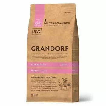 Grandorf сухой корм для щенков всех пород с ЯГНЕНКОМ и ИНДЕЙКОЙ повседневный холистик для щенков с индейкой для всех пород мешок Импортный корм 1 уп. х 1 шт. х 10 кг