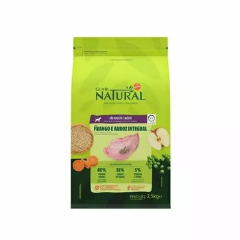 Guabi Natural Dog Adult корм для собак средних пород, с цыпленком и коричневым рисом - 2,5 кг повседневный супер премиум для взрослых с цыпленком породы среднего размера мешок Бразилия 1 уп. х 1 шт. х 2.5 кг