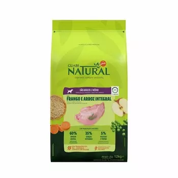 Guabi Natural Dog Adult корм для собак средних пород, с цыпленком и коричневым рисом повседневный супер премиум для взрослых с цыпленком породы среднего размера мешок Бразилия 1 уп. х 1 шт. х 12 кг