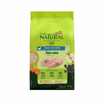 Guabi Natural Dog Light корм низкокалорийный для собак мелких пород, с индейкой и овсом повседневный супер премиум низкокалорийные для взрослых с индейкой породы мелкого размера мешок Бразилия 1 уп. х 1 шт. х 10.1 кг