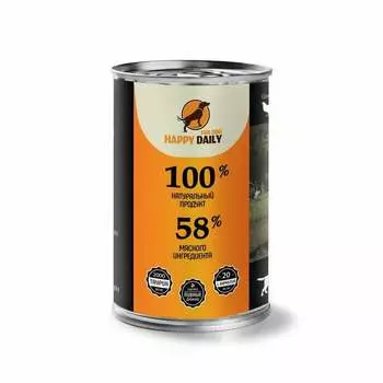 Happy Daily для собак, с КУРИЦЕЙ, кусочки в соусе, в консервах - 970 г повседневный супер премиум для взрослых с курицей для всех пород консервы (в железной банке) Российский корм 1 уп. х 1 шт. х 0.97 кг