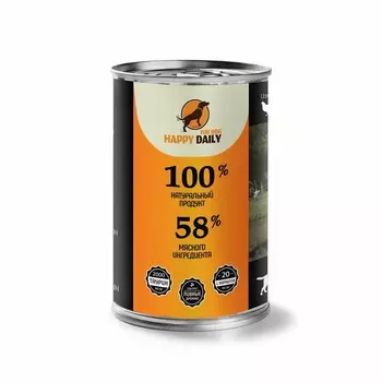 Happy Daily для собак, с КУРИЦЕЙ, кусочки в соусе, в консервах - 970 г повседневный супер премиум для взрослых с курицей для всех пород консервы (в железной банке) Российский корм 1 уп. х 6 шт. х 5.82 кг