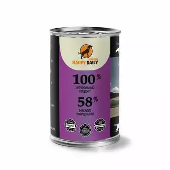 Happy Daily для собак, с мясом, кусочки в соусе, в консервах - 970 г повседневный супер премиум для взрослых с мясом для всех пород консервы (в железной банке) Россия 1 уп. х 1 шт. х 0.97 кг