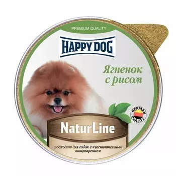 Happy Dog Natur Line полнорационный влажный корм для собак и щенков, паштет с ягненком и рисом, в ламистерах - 125 г повседневный супер премиум для щенков с ягненком для всех пород паштет и ламистеры Российский корм 1 уп. х 10 шт. х 1.25 кг