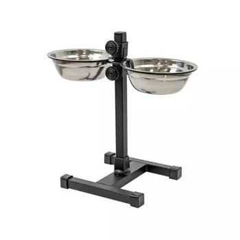 Homepet D металлическая регулируемая подставка с мисками - 18 см 2х700 мл до 30 см для всех возрастов Россия 1 уп. х 1 шт. х 0.9 кг