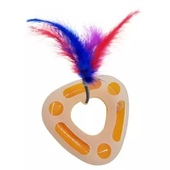 Homepet игрушка для кошек, трек треугольный, пластиковый, с мячиком и перьями, на пружине 25х7 см Китай 1 уп. х 1 шт. х 0.175 кг