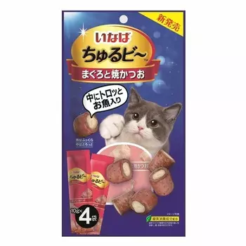 Inaba Churu Bee лакомство для взрослых кошек трубочки тунцом магуро с запеченным тунцом кацуо - 10 г х 4 шт супер премиум для взрослых с тунцом для всех пород Китай 1 уп. х 1 шт. х 0.04 кг