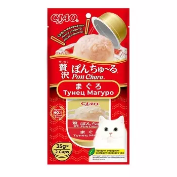 Inaba Ciao Pon Churu лакомство для взрослых кошек, с тунцом Магуро, суфле - 35 г х 2 шт супер премиум для взрослых с тунцом Китай 1 уп. х 1 шт. х 0.07 кг