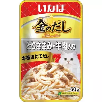 Inaba Kinnodashi влажный корм для кошек, с куриным филе и говядиной, кусочки в бульоне, в паучах - 60 г повседневный супер премиум беззерновые для взрослых с говядиной для всех пород паучи Импортный корм 1 уп. х 1 шт. х 0.06 кг