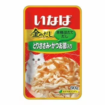 Inaba Kinnodashi влажный корм для кошек, с куриным филе и кацуобуси, кусочки в бульоне, в паучах - 60 г повседневный супер премиум беззерновые для взрослых с тунцом для всех пород паучи Китай 1 уп. х 12 шт. х 0.72 кг