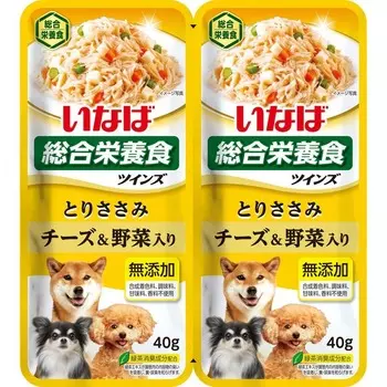 Inaba Twins влажный корм для собак, с куриным филе, сыром и овощами, в паучах - 40 г х 2 шт супер премиум для взрослых с овощами паучи Импортный корм 1 уп. х 48 шт. х 3.84 кг