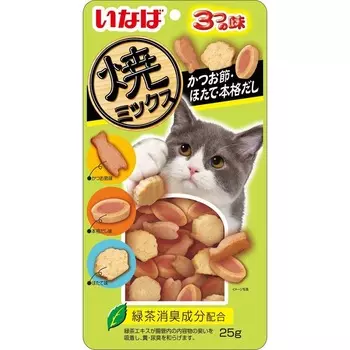 Inaba Yakimiksu лакомство запеченное для взрослых кошек, с кацуобуси, морским гребешком и наваристым бульоном - 25 г супер премиум для взрослых с морским гребешком Китай 1 уп. х 1 шт. х 0.025 кг