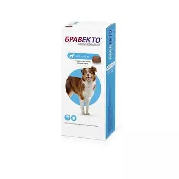 Intervet Бравекто жевательная таблетка от блох и клещей для собак весом от 20 до 40 кг - 1000 мг от блох для всех возрастов породы крупного размера Австрия 1 уп. х 1 шт. х 0.025 кг