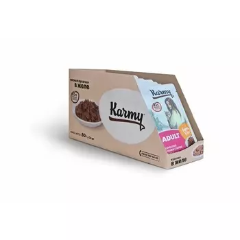 Karmy Sterilized влажный корм для стерилизованных кошек и кастрированных котов старше 1 года c курицей в желе - 80 г повседневный премиум для взрослых с курицей паучи Российский корм 1 уп. х 24 шт. х 1.92 кг