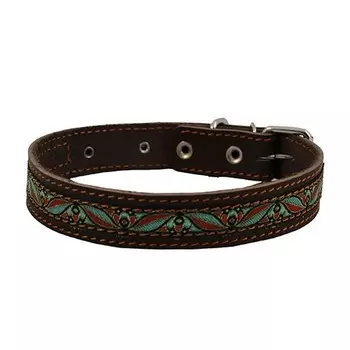 Каскад ошейник 35 мм для собак средних и крупных пород, кожаный, с тесьмой, черный/коричневый - обхват шеи 50-59 см для всех возрастов породы крупного размера Россия 1 уп. х 1 шт. х 0.12 кг