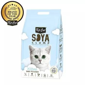 Kit Cat SoyaClump Soybean Litter Baby Powder соевый биоразлагаемый комкующийся наполнитель для котят с ароматом детской присыпки Сингапур 1 уп. х 1 шт. х 5 кг