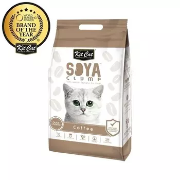 Kit Cat SoyaClump Soybean Litter Coffee соевый биоразлагаемый комкующийся наполнитель с ароматом кофе супер премиум Сингапур 1 уп. х 1 шт. х 5 кг