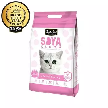 Kit Cat SoyaClump Soybean Litter Strawberry соевый биоразлагаемый комкующийся наполнитель с ароматом клубники повседневный супер премиум для всех возрастов Сингапур 1 уп. х 1 шт. х 5 кг