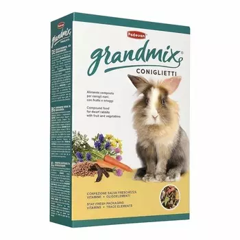 Корм Padovan Grandmix coniglietti для кроликов комплексный основной - 850 г повседневный премиум для взрослых Импортный корм 1 уп. х 1 шт. х 0.85 кг