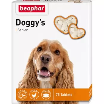 Лакомство Beaphar Senior Doggy`s для собак старше 7 лет минеральное с L-карнитином - 75 таб Нидерланды 1 уп. х 1 шт. х 0.1 кг