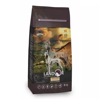 Landor Adult Large Breed Dog полнорационный сухой корм для собак крупных пород, с ягненком и рисом повседневный супер премиум без курицы для взрослых с ягненком породы крупного размера мешок Импортный корм 1 уп. х 1 шт. х 15 кг