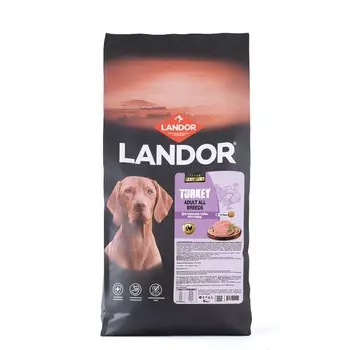 Landor Monoprotein сухой корм для собак всех пород, c индейкой - 15 кг повседневный супер премиум без курицы с индейкой для всех пород мешок Россия 1 уп. х 1 шт. х 15 кг