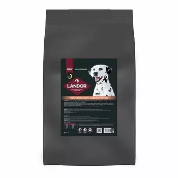 Landor полнорационный сухой корм для собак cредних и крупных пород, c индейкой и лососем повседневный супер премиум для взрослых с индейкой породы крупного размера мешок Российский корм 1 уп. х 1 шт. х 15 кг
