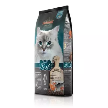 Leonardo Adult Fish сухой корм для кошек, для кожи и шерсти, с океанической рыбой и рисом повседневный супер премиум для взрослых с сельдью мешок Импортный корм 1 уп. х 1 шт. х 15 кг