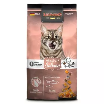 Leonardo Adult GF Salmon сухой корм для кошек, беззерновой, при аллергии, с ЛОСОСЕМ- 1,8 кг холистик холистики для взрослых с лососем для всех пород мешок Германия 1 уп. х 1 шт. х 1.8 кг