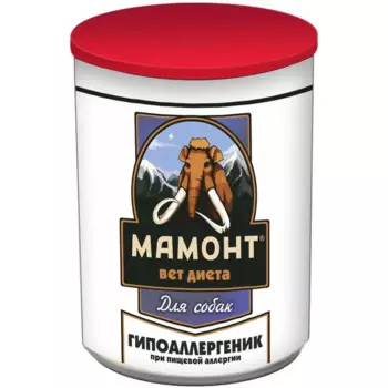 Мамонт Vet Diet Hypoallergenic влажный корм для собак, диетический, склонных к пищевым аллергиям - 0,525 кг диетические супер премиум для взрослых для всех пород консервы (в железной банке) Российский корм 1 уп. х 6 шт. х 3.15 кг