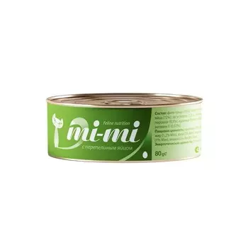 Mi-Mi влажный корм для кошек, с перепелиным ЯЙЦОМ, в консервах - 80 г супер премиум с яйцом консервы (в железной банке) Китай 1 уп. х 24 шт. х 1.92 кг