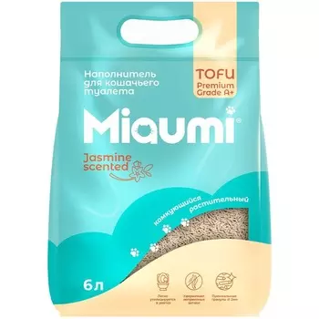 Miaumi Tofu Jasmine Scented комкующийся наполнитель для кошек, с тонким ароматом жасмина - 6 л повседневный супер премиум мешок Китай 1 уп. х 1 шт. х 2.5 кг