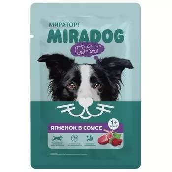 Мираторг Miradog влажный корм для собак всех пород, с ягненком в соусе, в паучах - 75 г супер премиум для взрослых с ягненком паучи Россия 1 уп. х 28 шт. х 2.1 кг
