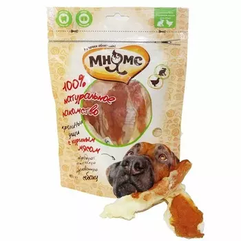 Мнямс лакомство для собак, кроличьи уши с куриным мясом - 80 г повседневный для взрослых с курицей для всех пород Китай 1 уп. х 1 шт. х 0.08 кг