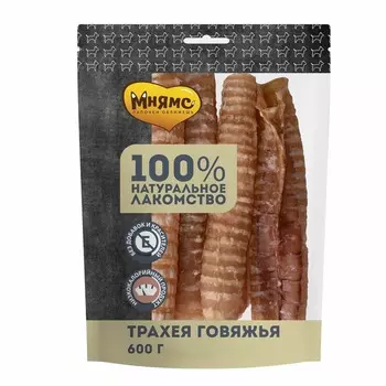 Мнямс лакомство для собак, трахея говяжья - 600 г повседневный для взрослых с говядиной для всех пород Россия 1 уп. х 1 шт. х 0.6 кг