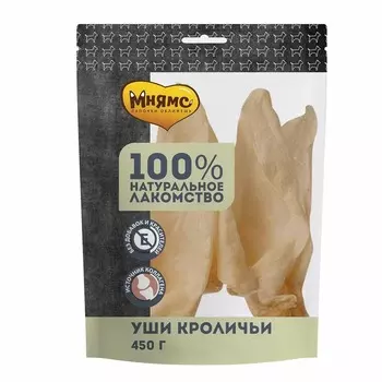 Мнямс лакомство для собак, уши кроличьи - 450 г повседневный для взрослых с кроликом для всех пород Россия 1 уп. х 1 шт. х 0.45 кг