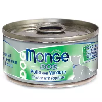 Monge Dog Natural влажный корм для собак, с курицей и овощами, в консервах - 95 г повседневный супер премиум для взрослых с овощами для всех пород Таиланд 1 уп. х 24 шт. х 2.28 кг