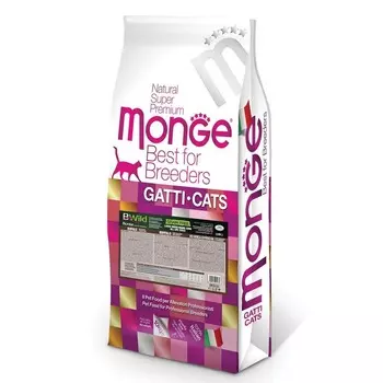 Monge PFB Cat BWild Grain Free полнорационный сухой корм для кошек и котят крупных пород, беззерновой, с мясом буйвола - 10 кг повседневный супер премиум беззерновые для всех возрастов с буйволятиной породы крупного размера мешок Импортный корм 1 уп. х 1 шт. х 10 кг