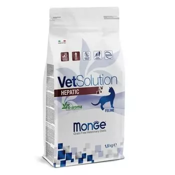 Monge VetSolution Cat Hepatic сухой корм для кошек, с заболеваниями печени - 1,5 кг ветеринарный супер премиум мешок Импортный корм 1 уп. х 1 шт. х 1.5 кг