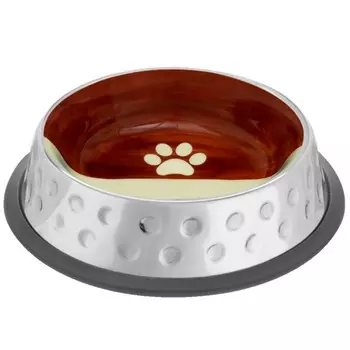 Mr.Kranch Candy миска из нержавеющей стали с керамическим покрытием и нескользящим основанием - 250 мл, коричневая с белым для всех возрастов Индия 1 уп. х 1 шт. х 0.088 кг