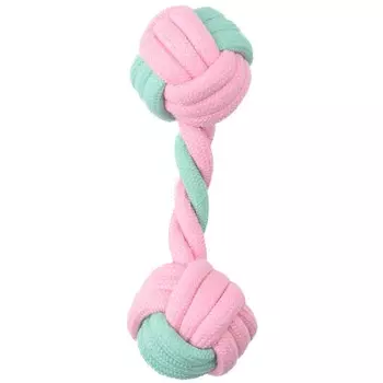 Mr.Kranch игрушка для собак, Гантель из каната, розовая с голубым, 14*5 см для всех возрастов для всех пород Китай 1 уп. х 1 шт. х 0.053 кг