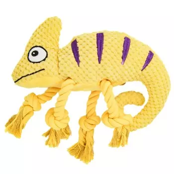 Mr.Kranch игрушка для собак "Хамелеон" плюшевая, с канатиками и пищалкой, желтая - 26 см для всех возрастов для всех пород Китай 1 уп. х 1 шт. х 0.167 кг