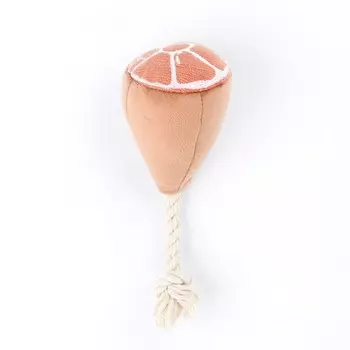 Mr.Kranch игрушка для собак мелких и средних пород, "Рулька" с пищалкой и канатом 7х20см, коричневый породы мелкого размера Россия 1 уп. х 1 шт. х 0.038 кг