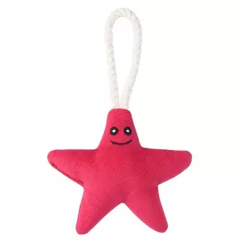 Mr.Kranch игрушка для собак мелких и средних пород, звездочка с канатом и пищалкой, ярко-розовая - 26х16х5 см для всех возрастов породы мелкого размера Россия 1 уп. х 1 шт. х 0.06 кг