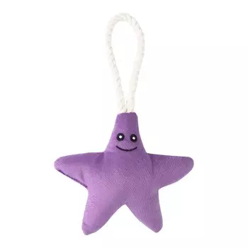 Mr.Kranch игрушка для собак мелких и средних пород, звездочка с канатом и пищалкой, фиолетовая - 26х16х5 см для всех возрастов породы мелкого размера Россия 1 уп. х 1 шт. х 0.06 кг