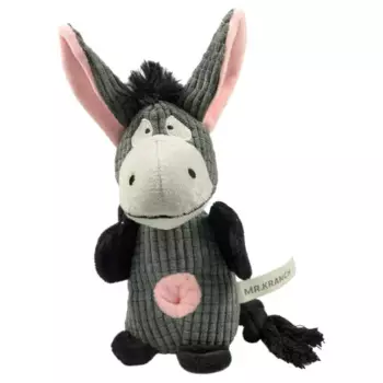 Mr.Kranch игрушка для собак Ослик плюшевая с канатиками, пищалкой и карманом под лакомство, серая - 21 см миниатюрные породы Китай 1 уп. х 1 шт. х 0.08 кг